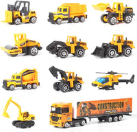 jenilily Construction Toy Vehicle Cars Model Trucks, Transporter Truck Mini Excavator Digger Dumper Tractor for Kids Boys Age 3+
