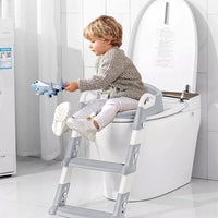 Potty Training Seat with Step Stool Ladder,Potty Training Toilet for Kids Boys Girls(Grey)