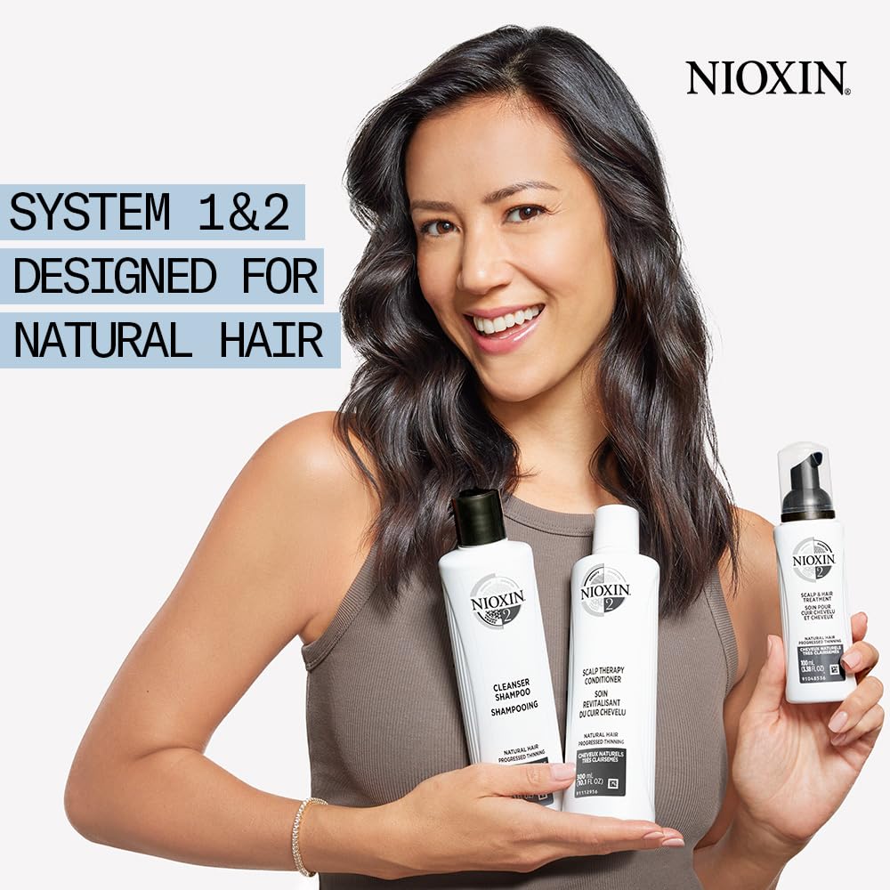 Nioxin System 2 Kit for Natural Hair with Progressed & Advanced Thinning Hair, 3 Piece Kit
