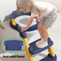 Potty Training Seat with Step Stool Ladder, Toilet Seat for Kids with Soft PVC Cushion, Grey/White