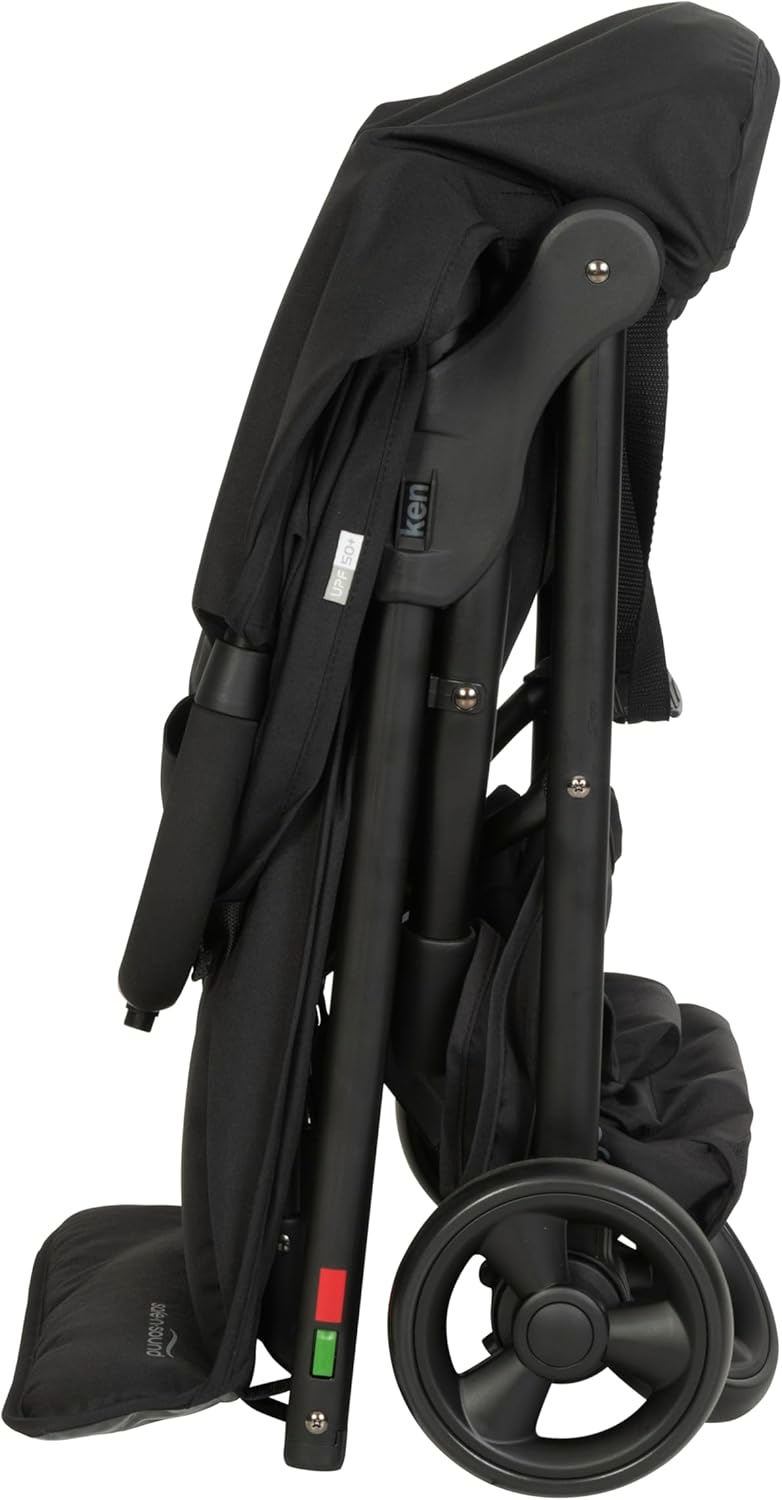 Safe-n-Sound Weekender Stroller, Compact, Lightweight Self Standing Fold with Adjustable Built in Carry Strap, 6kg Basket Capacity, Black (37015)