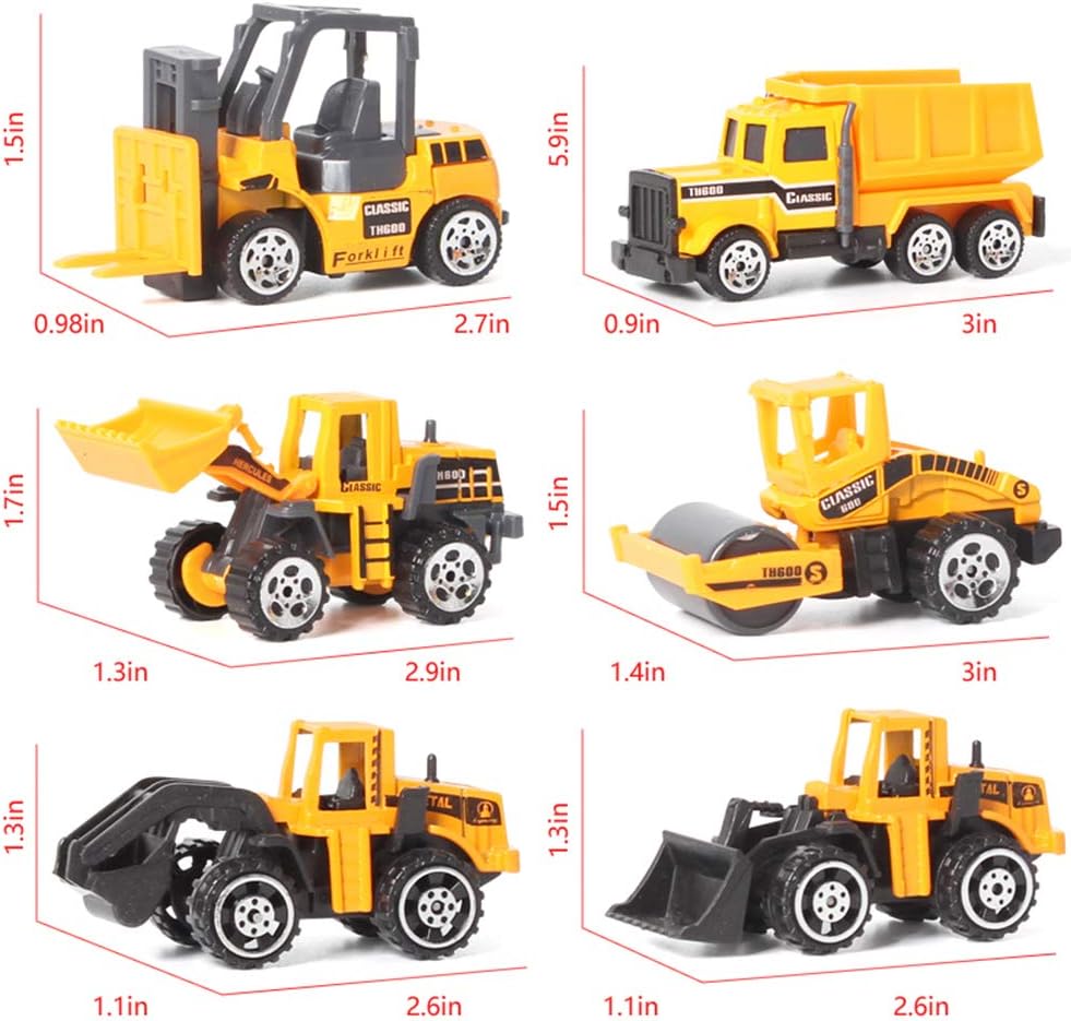 jenilily Construction Toy Vehicle Cars Model Trucks, Transporter Truck Mini Excavator Digger Dumper Tractor for Kids Boys Age 3+