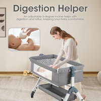 PlayPals Baby Bassinet with Mattress, Rocking Baby Crib with Storage Basket Grey