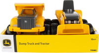 John Deere 6" Construction Vehicle Toys 2 Pack; Dump Truck & Tractor with Loader,Yellow