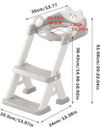 Toilet Potty Training Seat with Step Stool Ladder, Comfortable Safe Potty Seat with Anti-Slip Pads Ladder & Bear-Grey