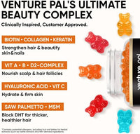 Venture Pal Biotin Gummies with Collagen & Keratin - Hair Growth Support Skin and Nail Strength Vitamins for Women & Men - Biotin 10000mcg | B-Complex | Saw Palmetto - Sugar Free, Non-GMO, 60ct