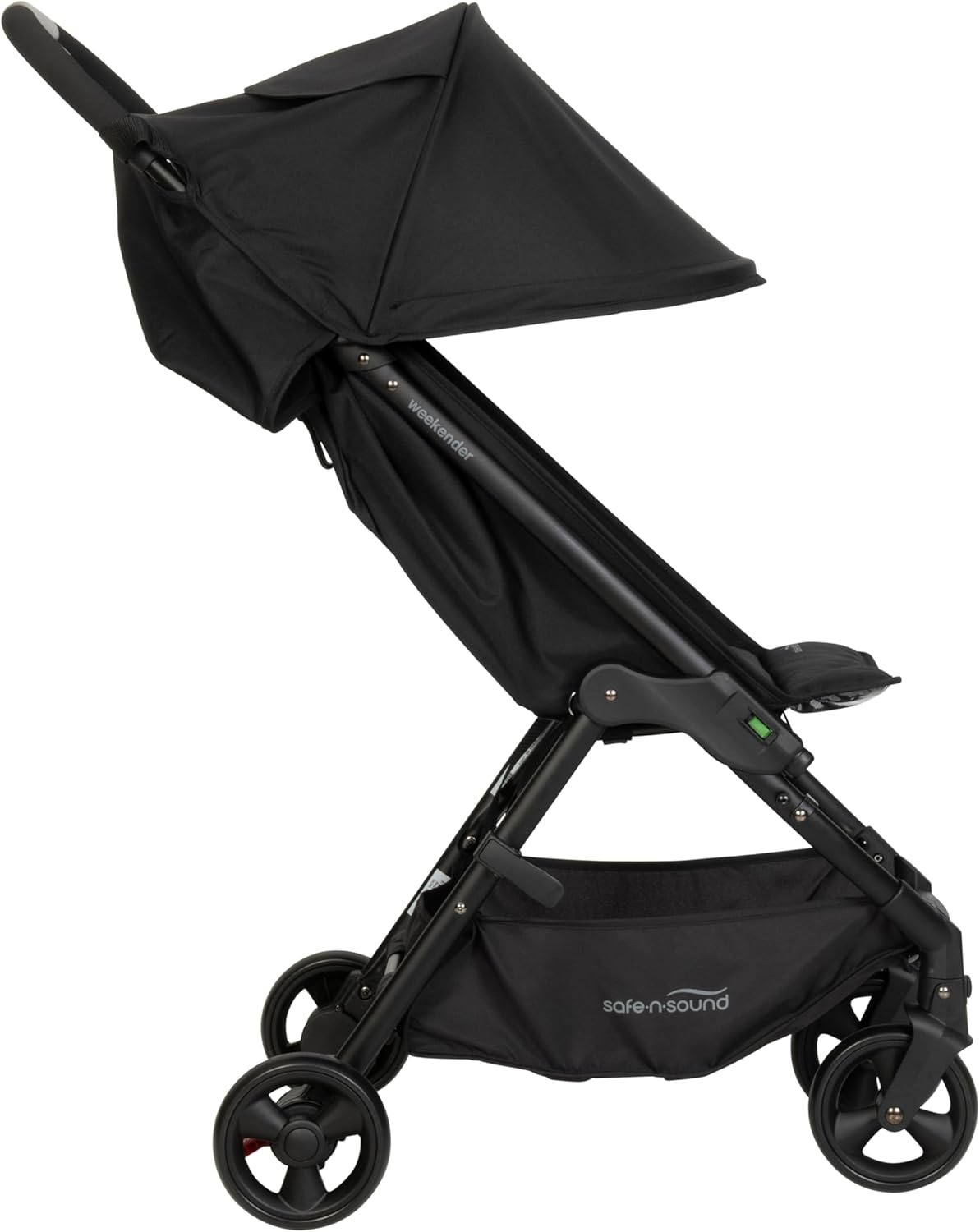 Safe-n-Sound Weekender Stroller, Compact, Lightweight Self Standing Fold with Adjustable Built in Carry Strap, 6kg Basket Capacity, Black (37015)