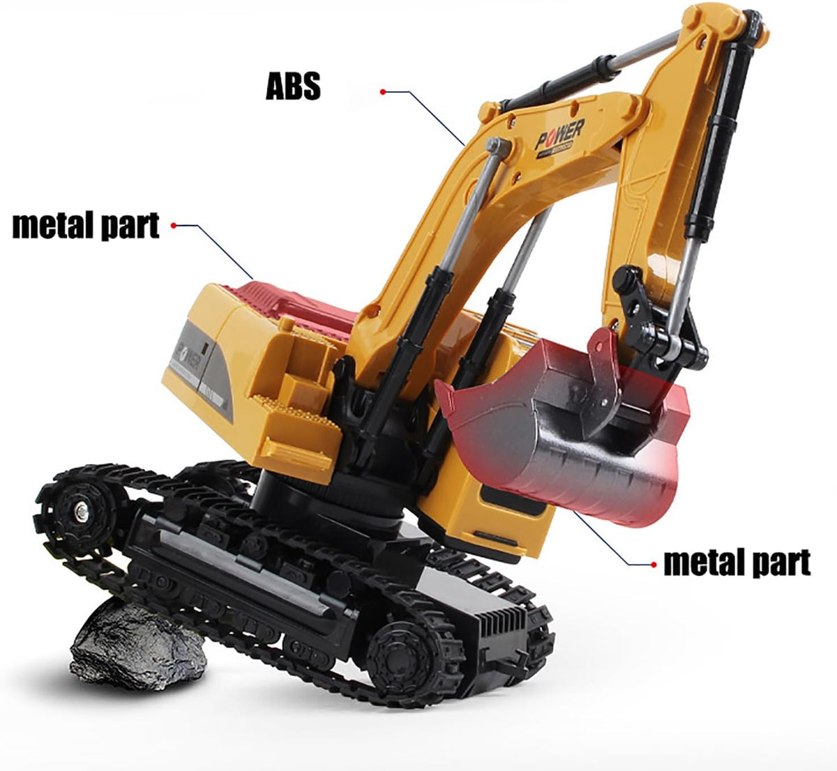 Remote Control Excavator Toy,DRSM RC Excavators - Metal Shovel Digger Vehicles with Lights Sounds and 360° Rotation Digging Sand, Christmas & Birthday Aged 3 4 5 6 7 8 9 10+ Year Old