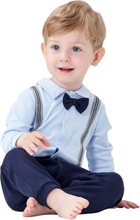 famuka Baby Boy One Piece Suit Toddler Gentleman Formal Romper Wedding Onesie with Bowtie