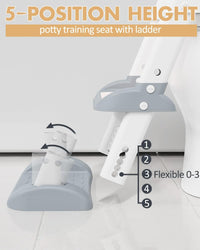 Potty Training Seat with Step Stool Ladder, Toilet for Boys Girls Toddlers-Comfortable Kids Potty Seat with Anti-Slip Safe Pads Ladder (Grey)