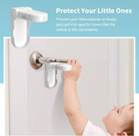 REDTRON Door Level Lock (Upgraded), 2 Pack Baby Door Safety Locks with 3M Adhesive, Childproof Door Handle Lock for Bedroom, Bathroom, Kitchen, Easy to Install, No Tools Required (White)