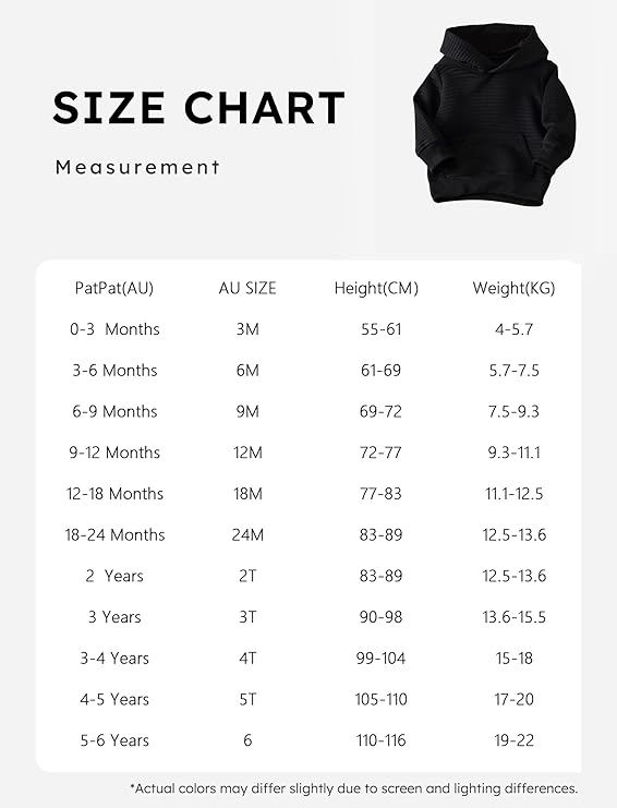 PATPAT Toddler Boy Girl Long Sleeve Hoodie Sweatshirt Pullover Tops Fall Winter Essentials Clothes Size 18M-5Y