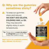 Venture Pal Biotin Gummies with Collagen & Keratin - Hair Growth Support Skin and Nail Strength Vitamins for Women & Men - Biotin 10000mcg | B-Complex | Saw Palmetto - Sugar Free, Non-GMO, 60ct