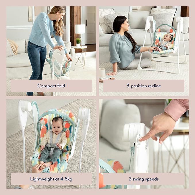 Graco Baby Delight Swing with 2 swing speeds, compact fold and lightweight at only 4.67kg