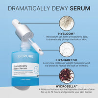 goPure Hyaluronic Acid Dramatically Dewy Serum - Hyaluronic Acid Serum for Face in a Nourishing Formula with Aloe Vera and Hibiscus Extract for Visibly Hydrated, Smoother-Looking Skin - 1 fl oz