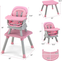 INFANS 8 in 1 Baby High Chair, Convertible Highchair for Babies and Toddlers (Pink)