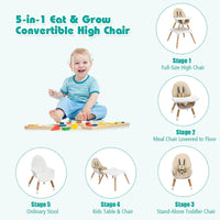 BABY JOY 5 in 1 High Chair, Convertible High Chairs for Babies and Toddlers (Khaki)