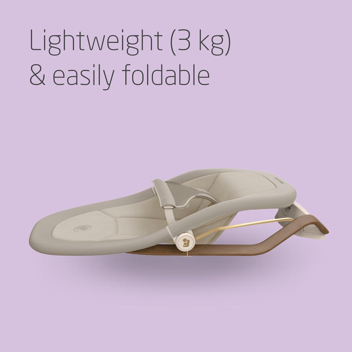 Maxi-Cosi Dove, Baby Bouncer, 0-3 Years, 0-15 kg, Lightweight Baby Bouncer, Foldable, Portable, Natural Bouncing, 3 Recline Positions, Eco Care 100% Recycled Fabrics, Elegance Beige