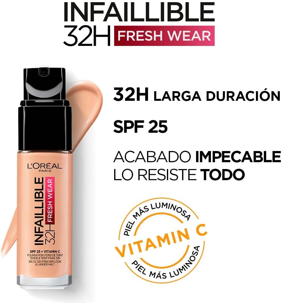 L’Oréal Paris Infallible 32HR Freshwear Foundation with SPF25 and Vitamin C - 160 Rose Linen