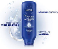 NIVEA In-Shower Body Milk (400 ml), Body Cream with Almond Oil and Water-Activated 5-in-1 Care Formula, Moisturising Body Lotion for the Shower