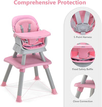 INFANS 8 in 1 Baby High Chair, Convertible Highchair for Babies and Toddlers (Pink)