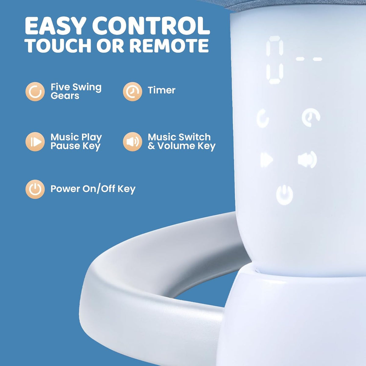 HARPPA Baby Swing Chair, Electric Baby Bouncer with Remote Control, Music