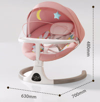 OKUYOSHI Baby Swing with Dinner Tray, New Born Baby Rocker Chair with 3 Timing, 5 Sway Angles (Pink)