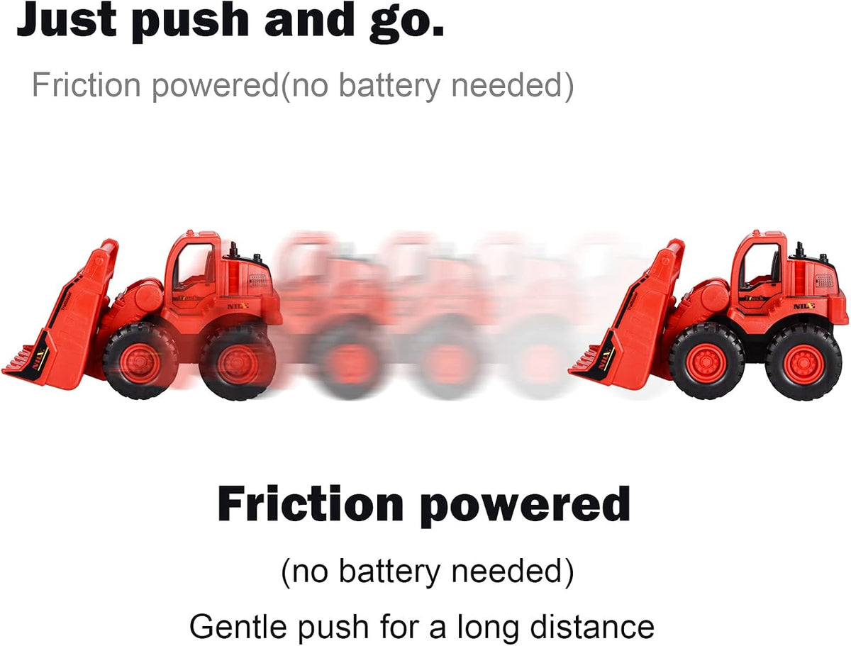 BEESTECH Construction Toys, Friction Powered Excavator Toy and Construction Loader Toy, Beach Sand Toys, Construction Truck Vehicles, Sandbox Toys for 3, 4, 5 Years Old Boys Kids Girls (2 Pack)