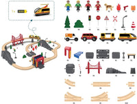 72PCS Wooden Train Tracks & Trains