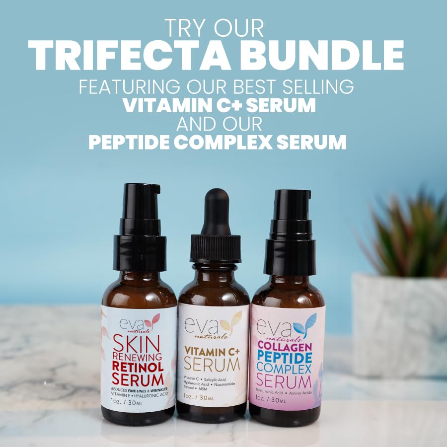 Eva Naturals Facelift in a Bottle - 3-in-1 Anti-Aging Set with Retinol Serum, Vitamin C Serum