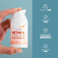 Eva Naturals Anti-Aging Retinol Cream For Face - Anti-Wrinkle Retinol Moisturizer Day & Night Face Cream With Hyaluronic Acid & Vitamin E For Women and Men - Reduce Fine Lines & Dark Spots (1.7 oz)
