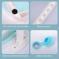 Baby Bath Tub, Baby Bathtub with Water Temperature Sensor for Newborn, Timkos Collapsible Bath for Travel, Baby Bath Seat with Support Pad and Thermometer (Blue)
