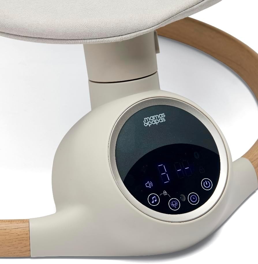 Mamas & Papas Alto Smart Baby Swing, Touchscreen, Multi Speed, Melodies, Bluetooth and Remote Control - Cashmere
