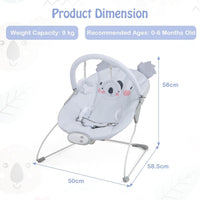 BABY JOY Portable Baby Bouncer, Infant Rocker with Removable Toys Bar, Music, Machine Washable Cover, Baby Bouncer Soothing Vibrations with 30° Spine Tilt, 3-Point Harness for 0-6 Months
