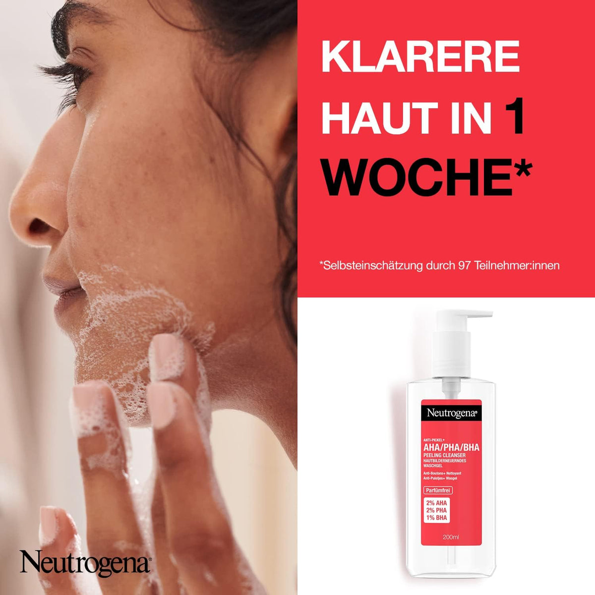 Neutrogena Anti-Pimples + Daily Wash Gel (200 ml) & Daily Serum (30 ml), Skin Clarifying Facial Cleansing & Facial Care Set with Cleansing Salicylic Acid + AHA/PHA Mix Against Pimples