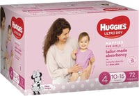 Huggies Ultra Dry Mickey Toddler Girls Disposable Nappy Pants Pad 72-Pieces Pack, Size 4