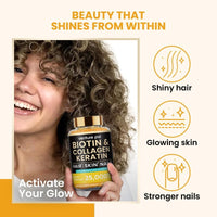 Venture Pal Biotin Gummies with Collagen & Keratin - Hair Growth Support Skin and Nail Strength Vitamins for Women & Men - Biotin 10000mcg | B-Complex | Saw Palmetto - Sugar Free, Non-GMO, 60ct