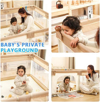 LIODUX Baby Playpen with Mat - 180 x 200cm, Baby Fence Play Area