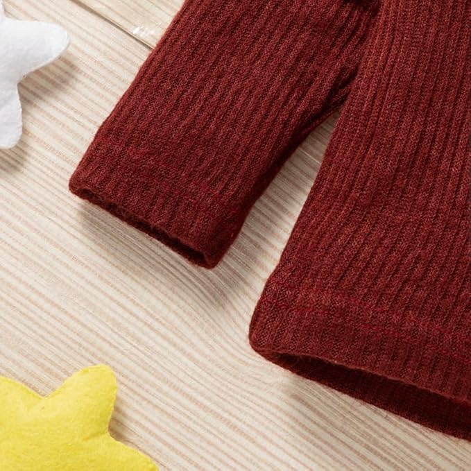 3pcs Newborn Baby Clothes Long Sleeve Ribbed Top Pants and Matching Hat Set Fall Spring Outfit Birthday Gift 0-24 Months