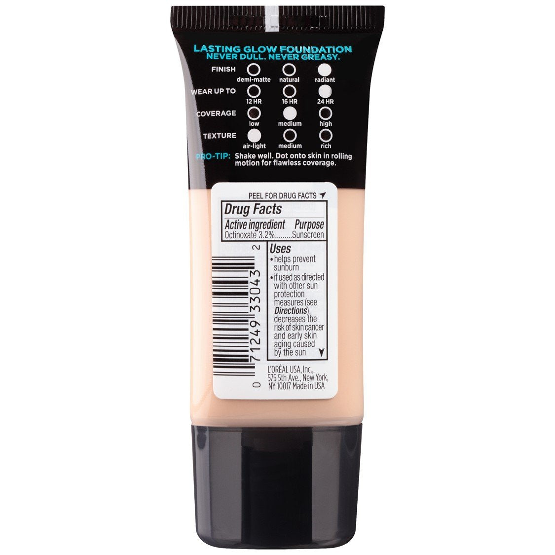 L’Oréal Paris Infallible Pro-Glow Foundation, Creamy Natural, 1 fl. oz. (Pack of 2)
