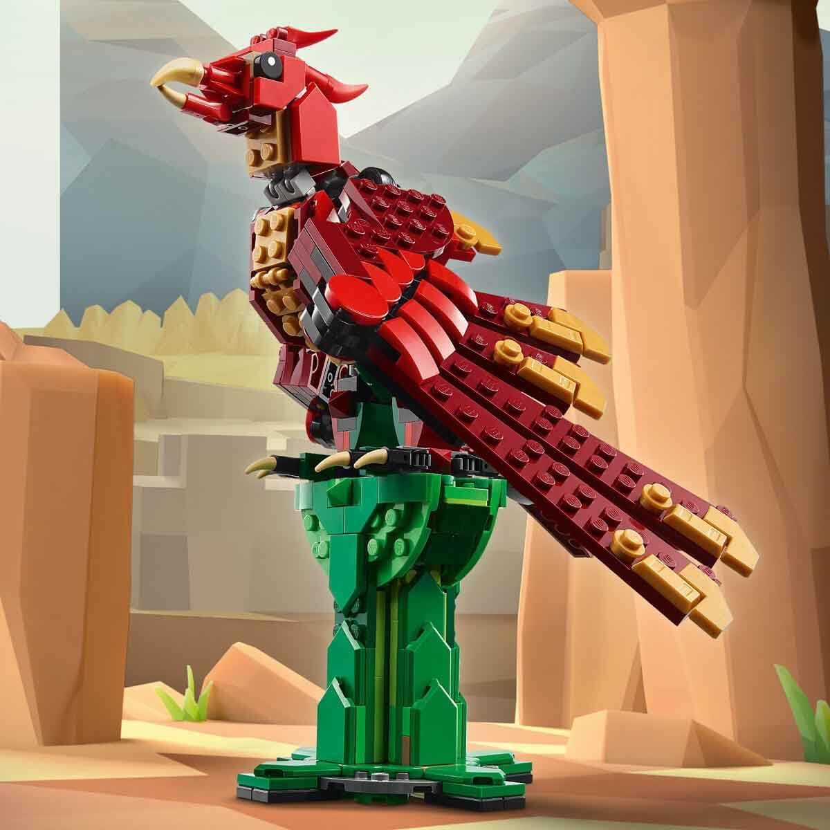 LEGO Creator 3in1 Medieval Dragon Toy for 9+ Year Old Boys & Girls, Construction Kit Rebuilds into a Sea Serpent or a Phoenix Animal Figure, Creative Kids Toy Building Set 31161