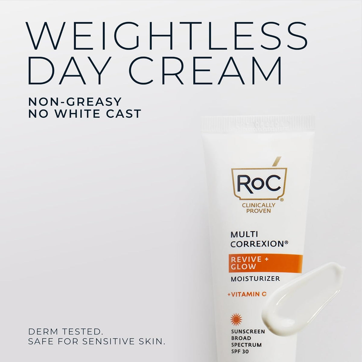 RoC Multi Correxion Revive + Glow Vitamin C Sunscreen Broad Spectrum SPF 30 Face Moisturizer (1.7 oz) with Retinol Eye Cream Packette