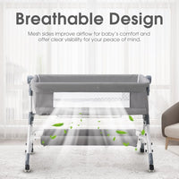 PlayPals Baby Bassinet with Mattress, Rocking Baby Crib with Storage Basket Grey