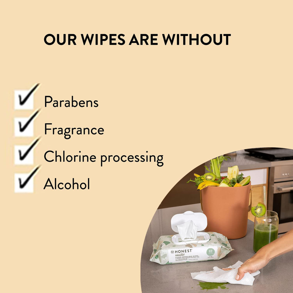 The Honest Company Clean Conscious Multi-Use Wipes | Hypoallergenic + Unscented for Sensitive Skin | Over 99% Water, Compostable, Plant Based, Baby Wipes | Pattern Play, 288 Count