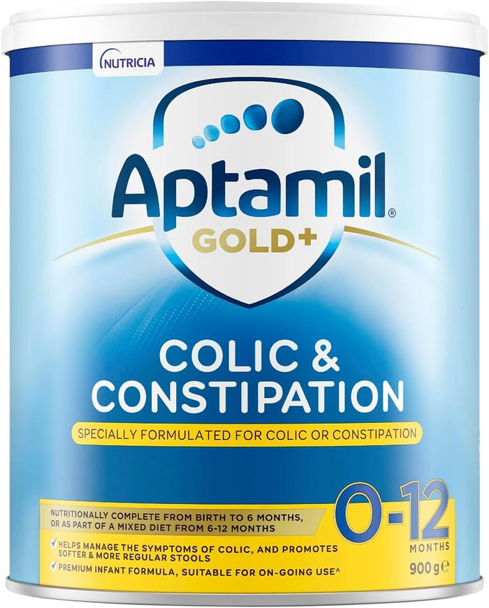 Aptamil Gold+ Colic and Constipation Baby Infant Formula, From Birth to 12 Months, 900g