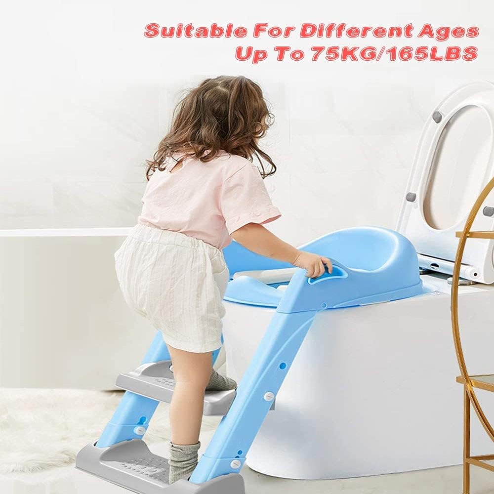 Potty Training Seat with Step Stool Ladder,Potty Training Toilet for Kids Boys Girl (Grey)