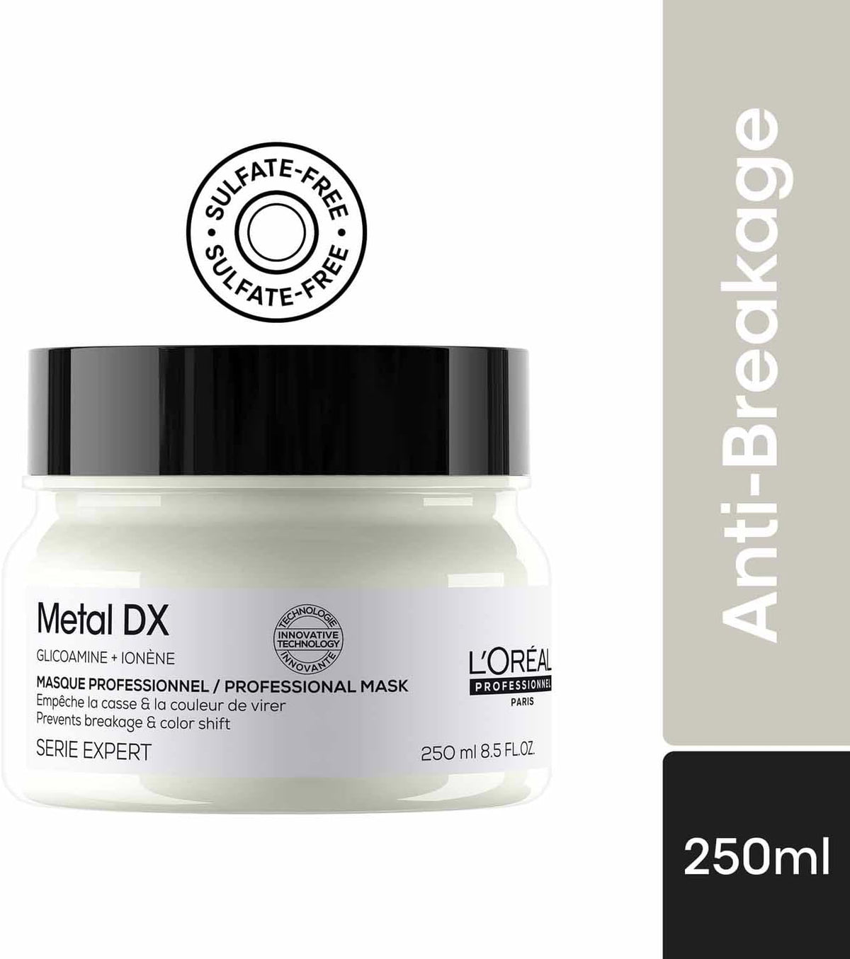 L'Oréal Professionnel Hair Mask for Coloured and Damaged Hair, Long-Lasting Colours & Shine, Series Expert, Metal DX Mask, 250 ml