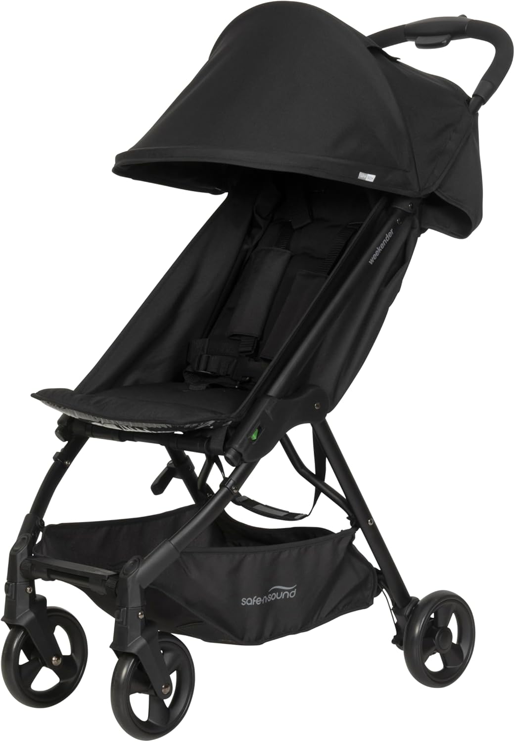 Safe-n-Sound Weekender Stroller, Compact, Lightweight Self Standing Fold with Adjustable Built in Carry Strap, 6kg Basket Capacity, Black (37015)