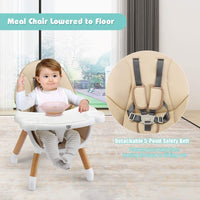 BABY JOY 5 in 1 High Chair, Convertible High Chairs for Babies and Toddlers (Khaki)