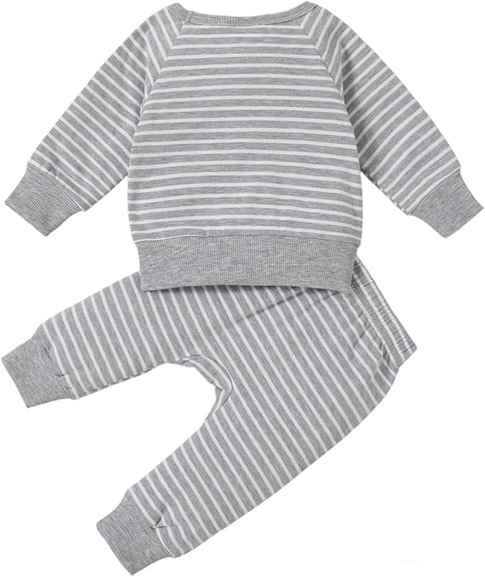 PATPAT Baby Toddler Clothes Striped Pullover Top Shirt Long Pants Set Cotton Infant Fall Spring Outfits 3 Months-3 Years